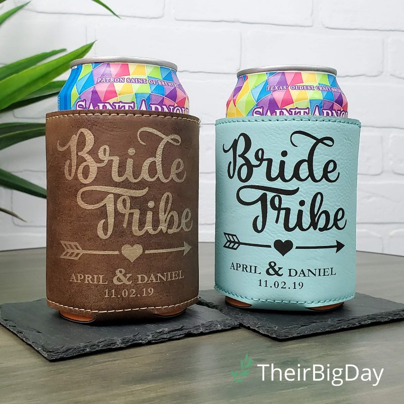 Handcrafted USA Leather Bridal Party Koozies – TheirBigDay