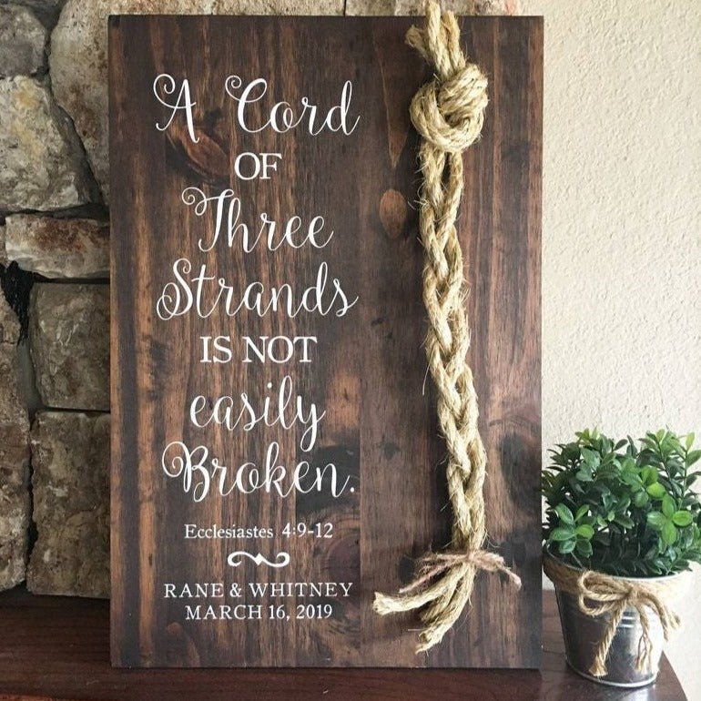 A Cord of Three Strands Wedding Sign - TheirBigDay