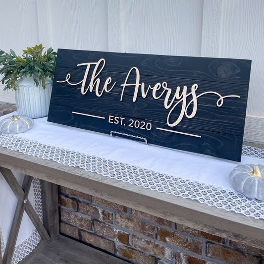Personalized Family Name Pallet Sign | Wedding Gift | Established Sign - TheirBigDay