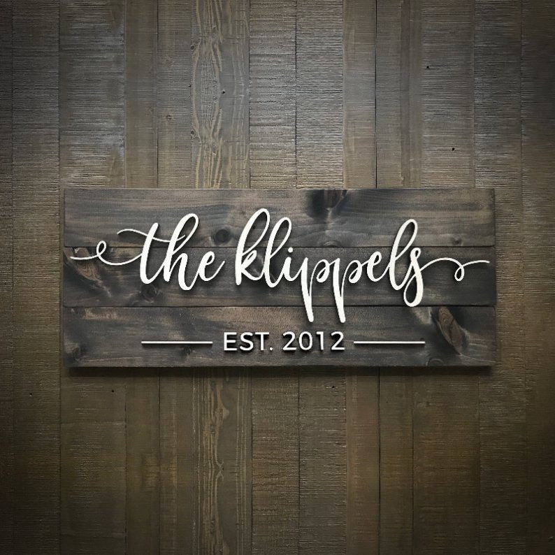 Personalized Family Name Pallet Sign | Wedding Gift | Established Sign - TheirBigDay
