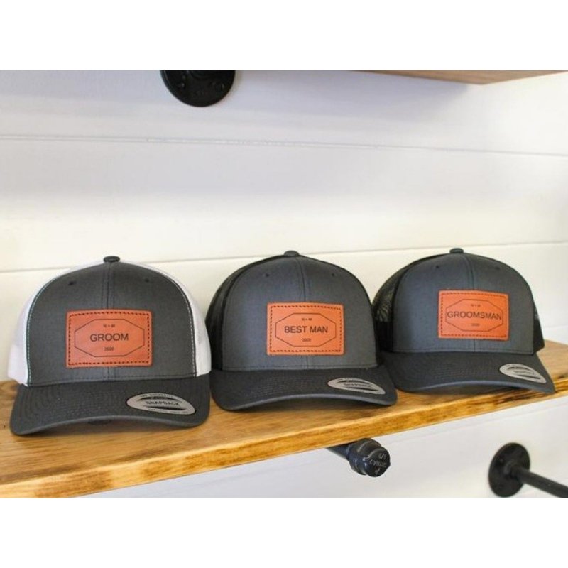 Personalized Wedding Party Leather Patch Hats - TheirBigDay