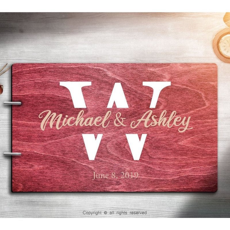 Personalized Wooden Wedding Guest Book - TheirBigDay