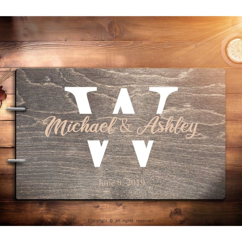 Personalized Wooden Wedding Guest Book - TheirBigDay